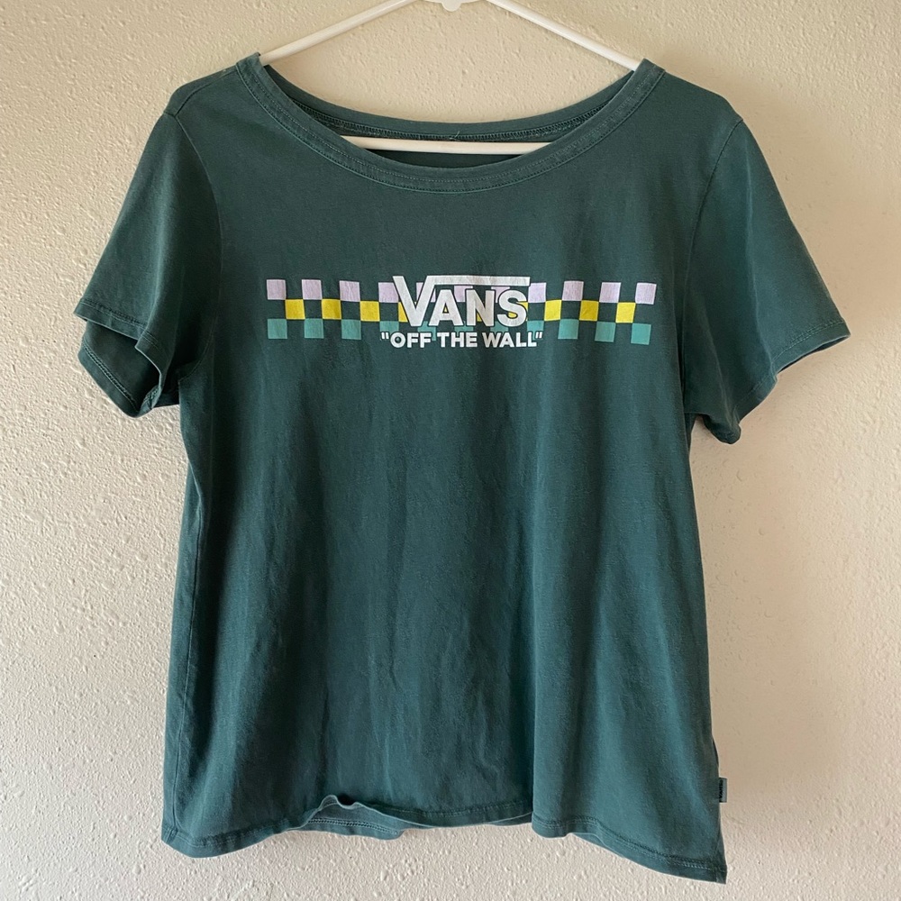 Vans off the Wall green women’s tee shirt/ size Large/ slightly cropped